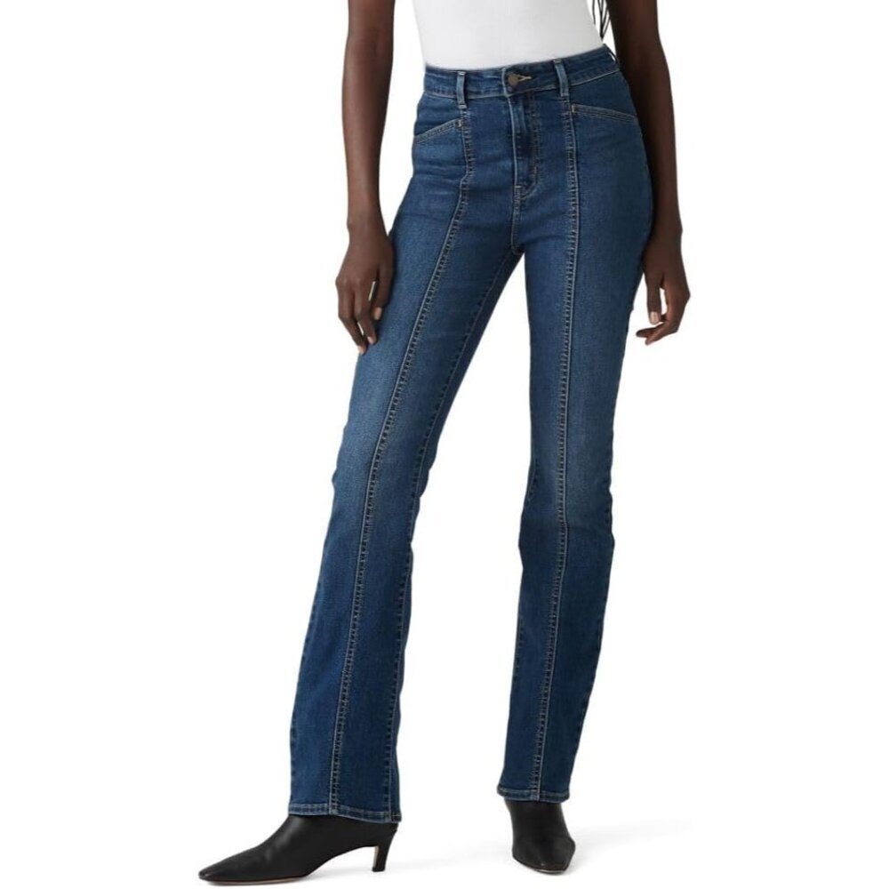 Women's Retro Bootcut Jeans Dark Woods High Rise Stretch Slim Leg